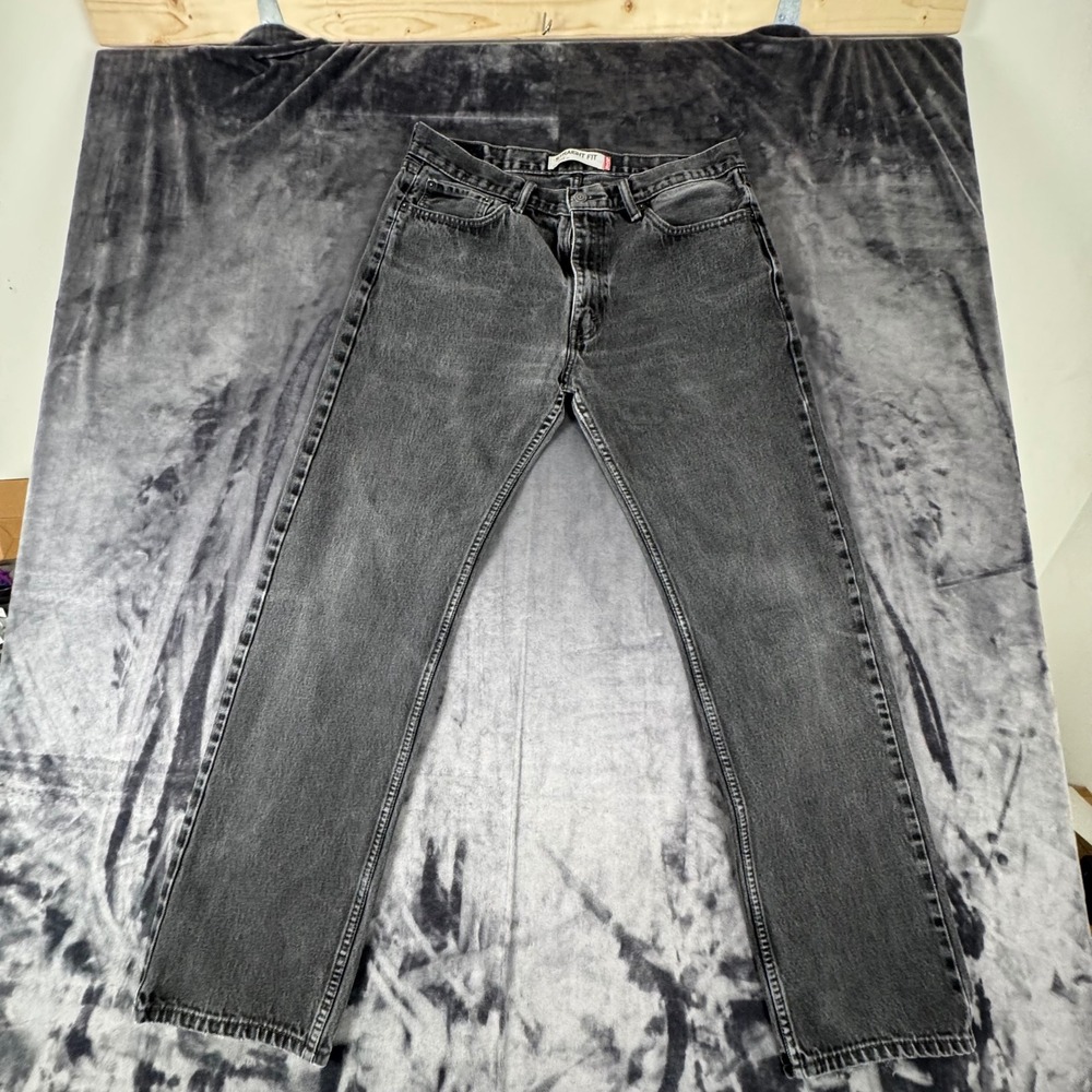 Levi's 505 Y2K Straight Fit Jeans Mens 36x34 Black Faded Denim Classic 5-Pocket